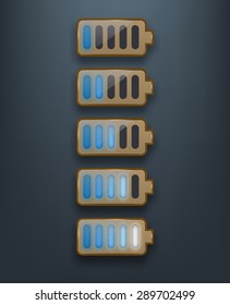 Glossy battery icon set. Design element