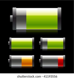 Iconos de batería brillante. Vector.
