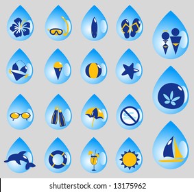 Glossy beach icons - Part4 (vector)