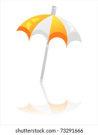 glossy beach umbrella isolated on white