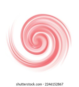 Glossy big radial graphic curvy shape light glow white text space. Whirl red gel eddy syrup surface symbol icon  sign appetizing mix jam juicy fruit bright rose color: redcurrant, cowberry, watermelon