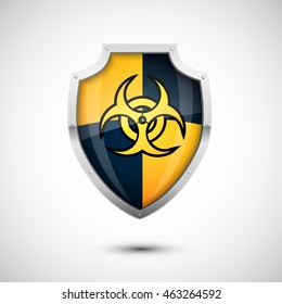 Glossy Biohazard Danger Vector Shield, protection concept