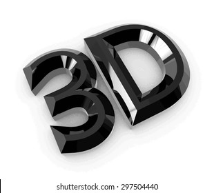 Glossy black 3D logo isolated on white background with reflection effect. Vector illustration.