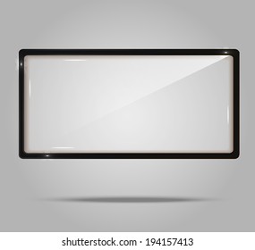 Glossy Black Banner With Metal / Metallic Frame, Vector Illustration