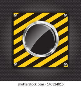 Glossy black button on a cunstruction background vector illustration