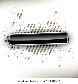 Glossy black button on white background