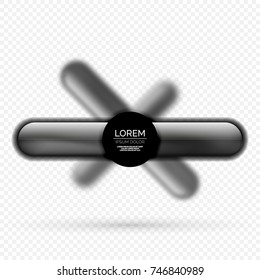 Glossy black glass stripes, rectangle round shapes, background, vector illustration of abstract background