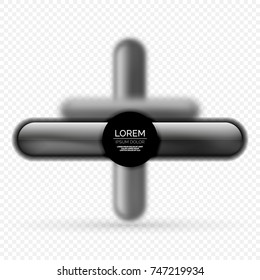 Glossy-Schwarze-Streifen, Rechteck-Rundformen, Hintergrund, Vektorgrafik abstrakter Hintergrund