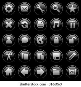 Glossy black icons