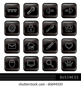 Glossy Black Icons Set