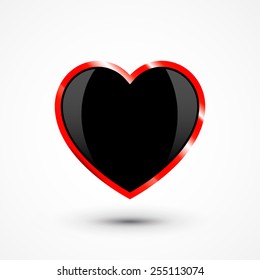 Glossy Black, Red Heart Icon