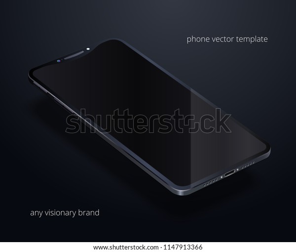 Download Glossy Black Smartphone Floating Over Black Stock Vector Royalty Free 1147913366
