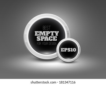 Glossy black speech bubble on dark background