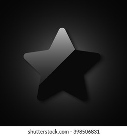 Glossy black star. Vector illustration.