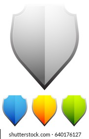 Glossy blank shield shapes. Shield, armor design elements, shield icons