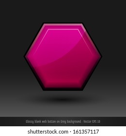 Glossy blank web button on grey background, This vector illustration saved in EPS 10.
