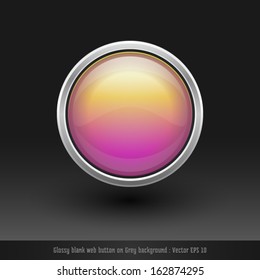 Glossy blank web button on grey background, This vector illustration saved in EPS 10.
