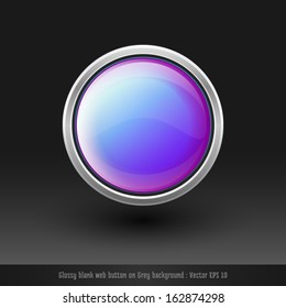 Glossy blank web button on grey background, This vector illustration saved in EPS 10.