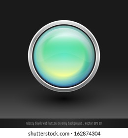 Glossy blank web button on grey background, This vector illustration saved in EPS 10.