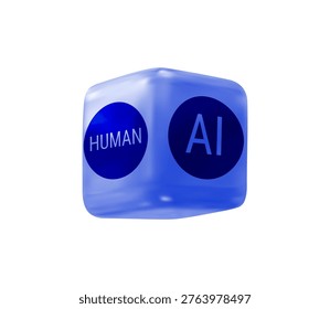 Glossy block with Human capability and AI text on a clean background. Concept vector illustration representing the synergy between human skills and artificial intelligence in the modern workplace