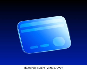 Ilustração de vetor 3D azul brilhante de um ícone de cartão de crédito, simbolizando pagamentos, finanças, bancos e transações digitais