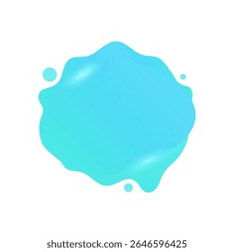 Forma líquida abstracta azul brillante con bordes lisos, salpicadura de agua