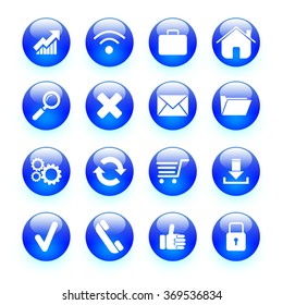 Glossy Blue Business Button Set
