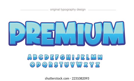 glossy blue cartoon 3d typography