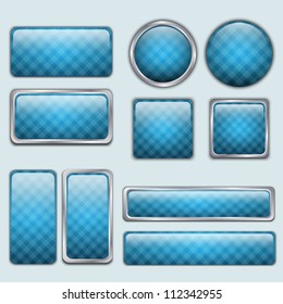 Glossy Blue checkered web buttons