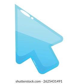 Glanzend blauwe cursor die naar boven wijst, die klikken, navigatie en interactie met de gebruikersinterface in digitale omgevingen vertegenwoordigt
