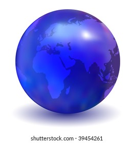 Glossy Blue Earth Globe (Vector)