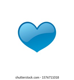glossy blue heart vector icon on a white background