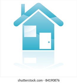 glossy blue house icon isolated on white