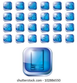 Glossy blue icon set for web websites