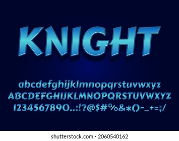 Glossy Blue Knight Medieval Rpg Game Logo Font Effect