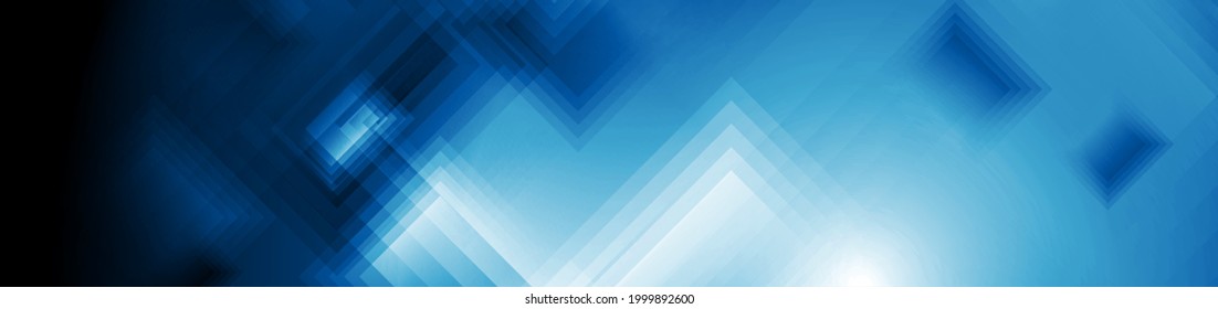 Glossy blue squares abstract geometric background. Technology vector banner design