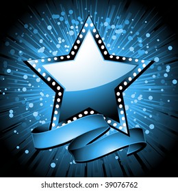 Glossy blue superstar background with diamond detail and banner