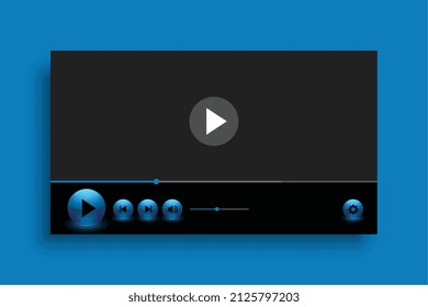 glossy blue video player template design