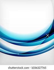 Fondo vectorial de onda azul brillante con efectos de luz y sombra, formas cruzadas blancas. Plantilla para banner web, antecedentes o elementos de presentación de negocios o tecnología, ilustración vectorial