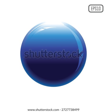 Glossy Blue Web Button with Metallic Silver Frame and Shiny Glass Sphere Effect Vector Design