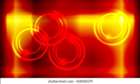 The glossy blurred rings on red abstract background