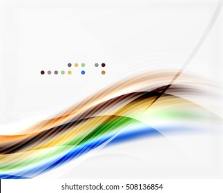 Glossy blurred shiny wave lines, colorful stripes. Modern business presentation or message background