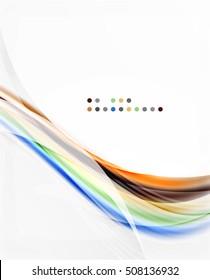 Glossy blurred shiny wave lines, colorful stripes. Modern business presentation or message background