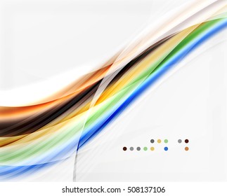 Glossy blurred shiny wave lines, colorful stripes. Modern business presentation or message background