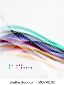 Glossy blurred shiny wave lines, colorful stripes. Modern business presentation or message background