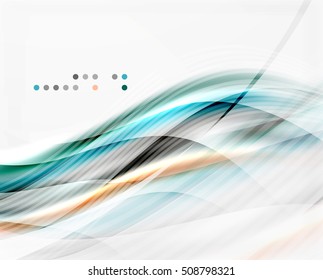 Glossy blurred shiny wave lines, colorful stripes. Modern business presentation or message background
