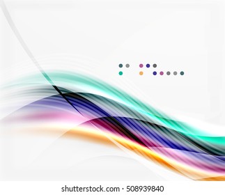 Glossy blurred shiny wave lines, colorful stripes. Modern business presentation or message background