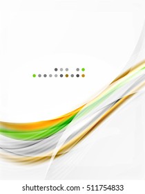 Glossy blurred shiny wave lines, colorful stripes. Modern business presentation or message background
