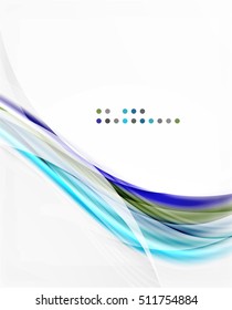 Glossy blurred shiny wave lines, colorful stripes. Modern business presentation or message background