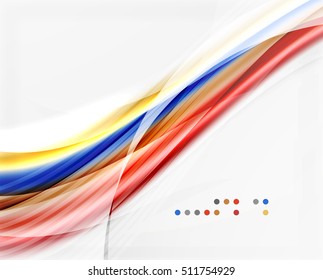 Glossy unscharfe, glänzende Wellenlinien, farbige Streifen. Moderne Geschäftspräsentation oder Nachrichtenhintergrund